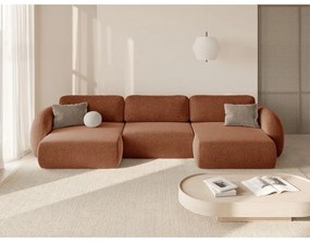 Ženilková rozkladacia/s úložným priestorom rohová pohovka v tehlovej farbe (do tvaru "U") Tonale – Cosmopolitan Design