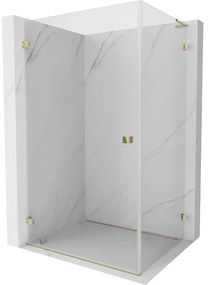 Mexen Lunar-B L, sklápací sprchový kút ľavý 90 x 80 cm, 8mm číre sklo, zlatý profil, 832L-090-080-50-00-L
