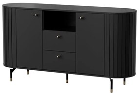 Komoda so zásuvkami a skrinkami čierna s drážkovaním ZANTE ZA2