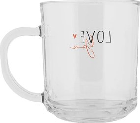 Sklenený hrnček Love you Heart & Smile - 11*8*9 cm / 200 ml