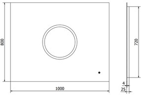 Mexen Koga, LED kúpeľňové zrkadlo s podsvietením 100 x 80 cm, 6000K, ochrana proti zahmlievaniu, 9821-100-080-611-00