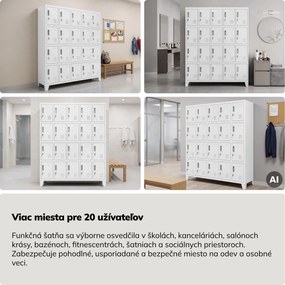 Skrinka s 20 priehradkami na nožičkách, biela, 1360x1720x450 mm: ROBERT