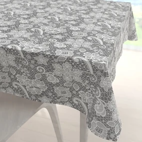 Biante Bavlnený štvorcový obrus Sandra SA-550 Biela krajka na sivom 60x60 cm