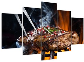 Obraz steaku na grile (150x105 cm)