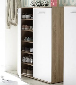 Skrinka s policami/botník Manolo 90 cm, dub sonoma/biela