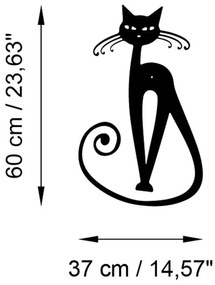 Nástěnná kovová dekorace Cat 6 černá
