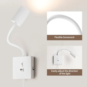 Immax 08296L - Nástenné svietidlo s USB PUNTO 1xGU10/9W/230V biele