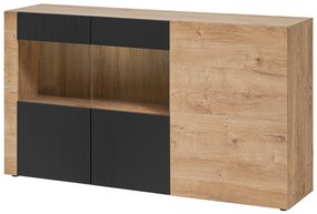 Vitrína Aruno AR SB (dub ribbeck + čierna) (s osvetlením). Vlastná spoľahlivá doprava až k Vám domov. 1124140