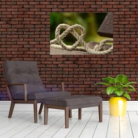 Obraz srdce z lana (90x60 cm)