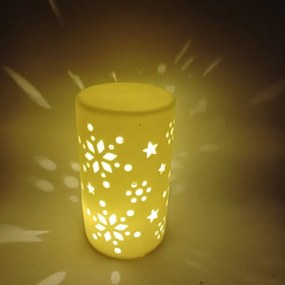 DECOLED Keramický svietnik, 7,5 x 12,5 cm, teplá biela