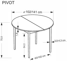 Rozkladací jedálenský stôl Pivot 102/141 cm dub artisan/čierny buk