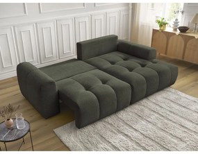 Khaki ženilková rozkladacia/s úložným priestorom rohová pohovka (pravý roh/s leňoškou) Roxelane – Bobochic Paris