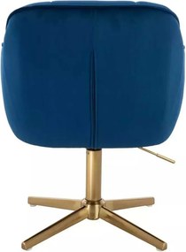 LuxuryForm DESIGN Stolička AVOLA VELUR na zlatom kríži - modrá