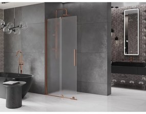 Mexen Velar, sprchová zástena s posuvnými dverami Walk-in 85 x 200 cm, 8mm sklo námraza, ružové zlato, 871-085-000-33-60
