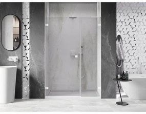 Mexen Lunar-B, L výklopné ľavé sprchové dvere 110 cm, 8mm číre sklo, biely profil, 832SL-110-050-20-00-L