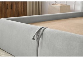 Svetlosivá čalúnená dvojlôžková posteľ s úložným priestorom s roštom 160x200 cm Clothilde – Bobochic Paris