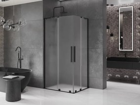 Mexen Velar L Duo, sprchový kút s posuvnými dverami 100 x 90 cm, 8mm sklo námraza, čierna matná, 871-100-090-02-33-70