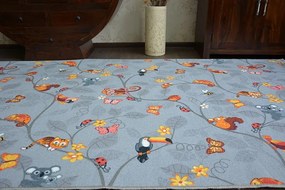 Detský koberec VESELÁ ZVIERATKÁ - sivý