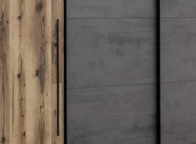 Šatníková skriňa Sarnia, 312 cm, zrubová dosky / tmavý betón