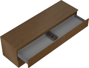 Mexen Rivel, kúpeľňová skrinka 160 cm s hornou časťou, 2 zásuvky, drážkovaná, orech, 91A20-16047-2-BFFC86