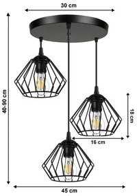 Luster na lanku CEED 3xE27/60W/230V čierna