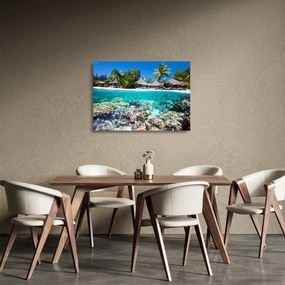 Sklenený obraz pláže na tropickom ostrove (70x50 cm)