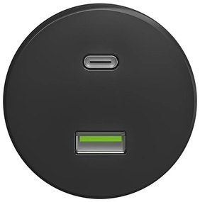 Kliklap - Retro USB zásuvka A+C bez rámika antracit