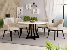 Okrúhly stôl Dagerto FI 100 so 4 stoličkami ST105 05, Dostupné poťahy: Magic Velvet 2219, Farby: biely lesk / čierny lesk