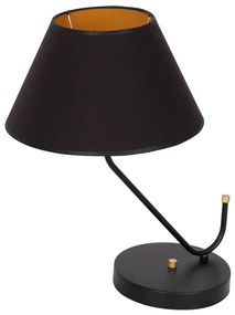 Stolná lampa Victoria, 1x čierne textilné tienidlo, b/g
