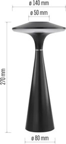 Nabíjacia stolová LED lampa Jason čierna