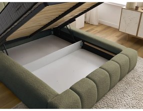 Zelená čalúnená dvojlôžková posteľ s úložným priestorom s roštom 140x190 cm Denali – Bobochic Paris
