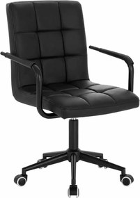 LuxuryForm DESIGN Otočná stolička VERONA BLACK na čiernej podstave s kolieskami - čierna