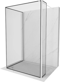 Mexen Kioto, 3-stenová sprchová zástena Walk-In 120 x 100 x 40 cm, 8mm číre sklo čierny vzor, biely profil, 800-120-100-221-20-70-040