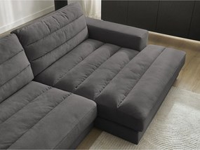 Antracitová zamatová rohová pohovka (pravý roh/s leňoškou) Sierra – Bobochic Paris