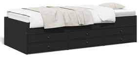 Denná posteľ so zásuvkami čierna 100x200 cm kompozitné drevo 3280868
