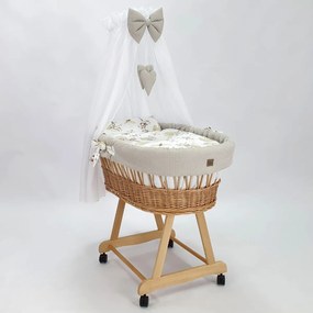 PRÚTENÁ POSTIEĽKA PRE BÁBÄTKO S BALDACHÝNOM HNEDÁ + BÉŽOVÉ OBLIEČKY