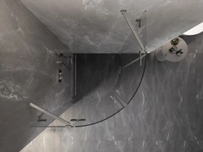 Mexen Lunar, polkruhový výklopný sprchový kút 90 x 90 cm, 8mm číre sklo, oceľový profil, 833-090L-090P-97-00