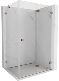 Mexen Lunar-F, 1-krídlový sprchový kút so skladacími dverami, pravý, 95 x 90 cm, 8mm číre sklo, ružové zlato profil, 836-095-090-60-00-P