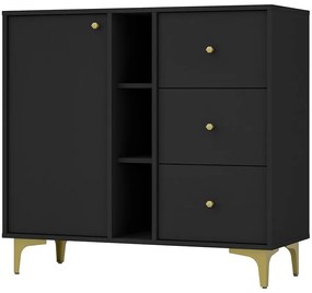 Komoda Tokyo 1  1F 3S čierny grafit 824