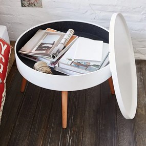 ModernHome Okrúhly konferenčný stolík s úložným priestorom, 60 cm