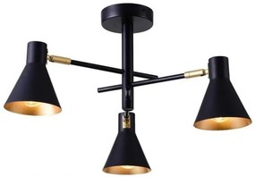 Candellux Čierno-zlatý závesný luster Less pre žiarovku 3x E14 33-70975