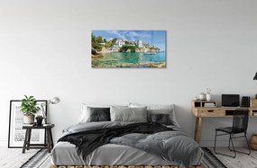 Sklenený obraz Grécko Sea mestského života 140x70 cm