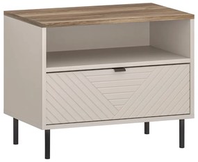 Nočný stolík EYCO 1S, kašmír/dub Castello