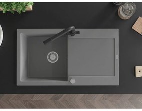Mexen Leo, drez granitový 900x500x190 mm, 1-komorový a čierna batéria Duero, šedá, 6501-71-671600-70