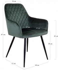 Jídelní křeslo HARBO, zelený samet House Nordic 1001155