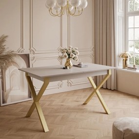 ROZKLADACÍ JEDÁLENSKÝ STÔL DANILO KAŠMÍR + ZLATÉ X NOHY 140 / 195 cm