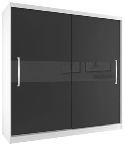Šatníková skriňa 200 cm Belini biely mat / čierny mat s posuvnými dverami  SI SZP1/2/W/B/B/UU
