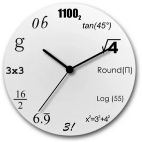 Matematické hodiny biele 30cm