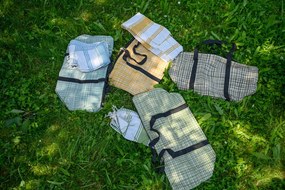 Štýlový set plážovej tašky + osušky HAMAM 75 x 150 cm, tyrkysový