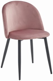 Set štyroch jedálenských stoličiek BELLO zamatové tmavoružové (čierne nohy) 4ks